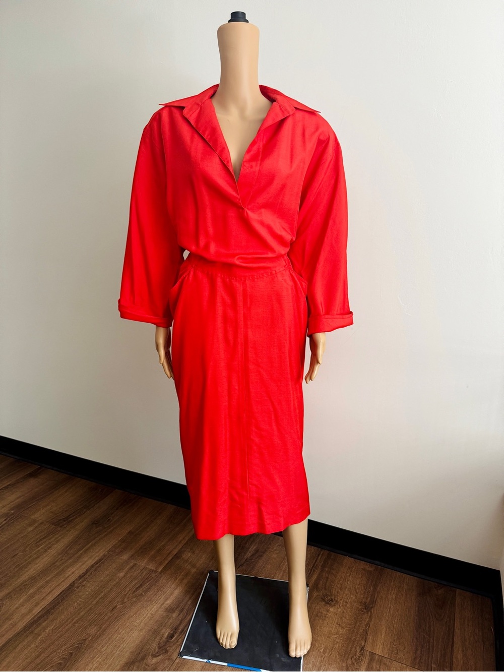Vintage 80s Gianfranco Ferre Documented Runway Raw Silk Dress With Bow - Picture 3 of 10